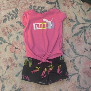 Puma Pink T-Shirt and Black Shorts Set